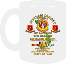 Load image into Gallery viewer, United States Marine Corps - 1st Battalion 9th Marines - 3rd Marine Division - Operation Dewey Canyon with Vietnam Service Ribbons - Mug

