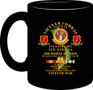 United States Marine Corps - 1st Battalion 9th Marines - 3rd Marine Division - Operation Dewey Canyon with Vietnam Service Ribbons - Mug