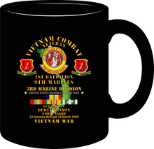 Load image into Gallery viewer, United States Marine Corps - 1st Battalion 9th Marines - 3rd Marine Division - Operation Dewey Canyon with Vietnam Service Ribbons - Mug

