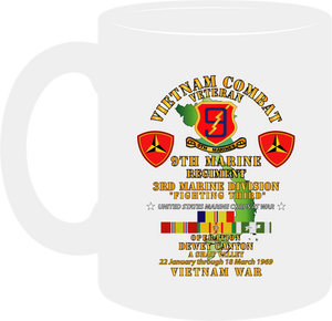 United States Marines Corps - 9th Marine Regiment - 3rd Marine Division - Operation Dewey Canyon with Vietnam Service Ribbons - Mug