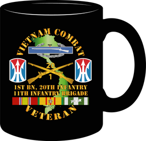 Army - Vietnam Combat Veteran with Combat Infantryman Badge (CIB), 1st Battalion, 20th Infantry, 11th Infantry Brigade Patch - Mug