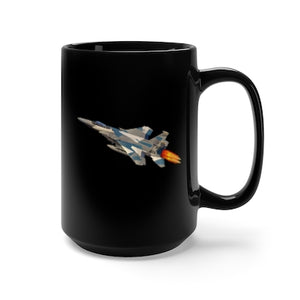 Black Mug 15oz - USAF - F15 Eagle woTxt wo Front Wheel w Afterburners X 300