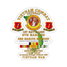 Load image into Gallery viewer, Kiss-Cut Stickers - USMC - 1st Bn 9th Marines - 3rd MarDiv - Operation Dewey Canyon w VN SVC
