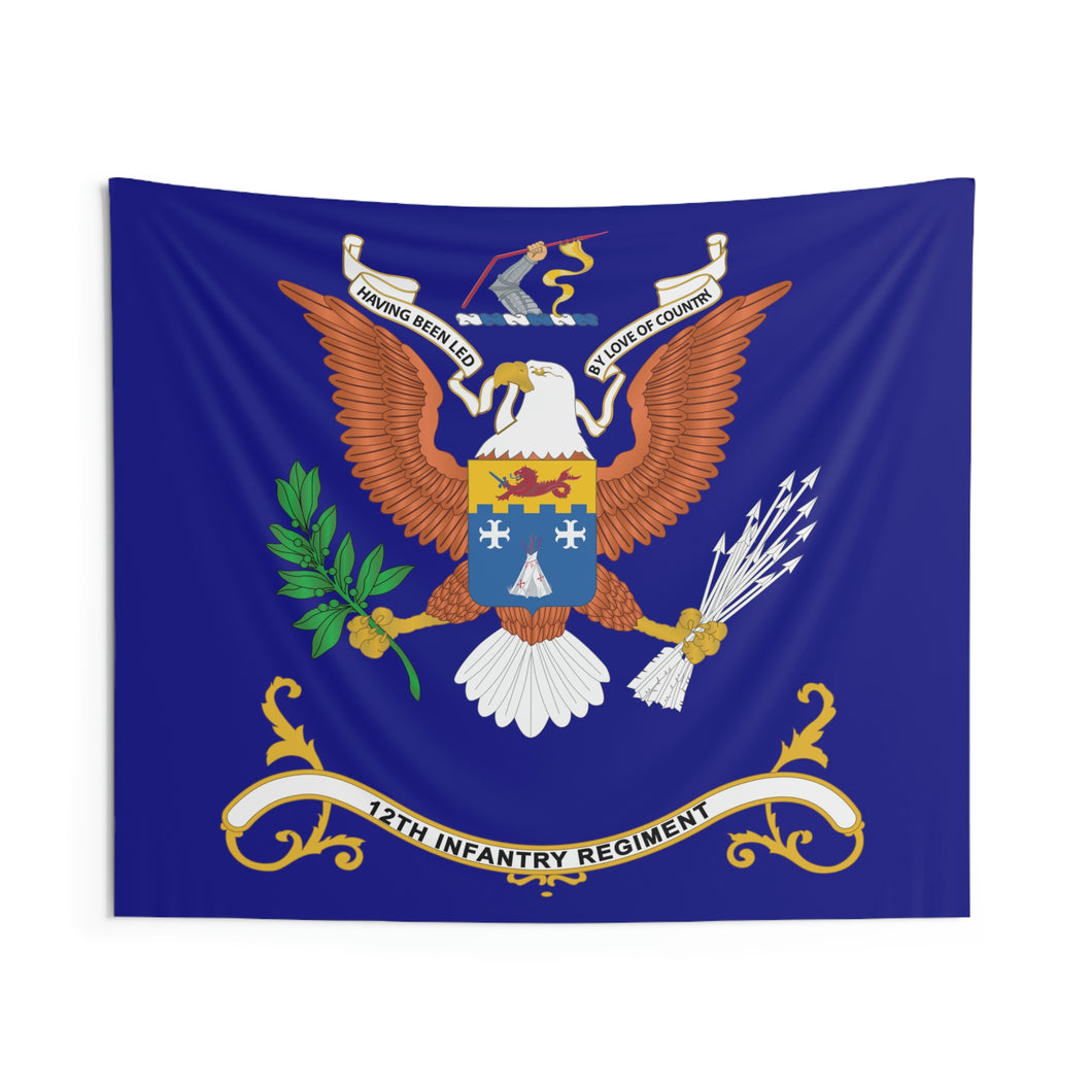 Indoor Wall Tapestries - 12th Infantry Regiment - HAVING BEEN led by love of COUNTRY - Regimental Colors Tapestry