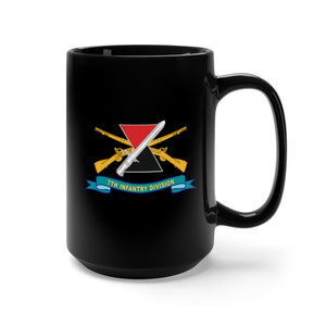 Black Mug 15oz - Army - 7th Infantry Division - DUI w Br - Ribbon X 300