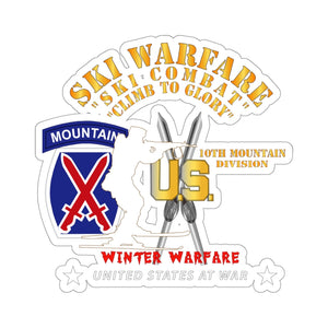 Kiss-Cut Stickers - Army - 10th Mountain Division - Ski Warfare - Ski Combat - Winter Warfare X 300