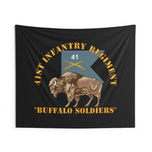 Load image into Gallery viewer, Indoor Wall Tapestries - Army - 41st Infantry Regiment - Buffalo Soldiers w 41st Inf Guidon X 300
