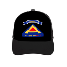 Load image into Gallery viewer, US Seventh Army - &quot;7 Steps to Hell&quot; with Germany Tab - Unisex Adjustable - DTG Mesh Baseball Hat
