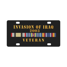 Load image into Gallery viewer, Army - AFR - Iraq Invasion Veteran w ARR GWOT-GWOTEM Classic License Plate
