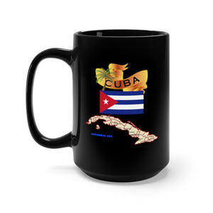 Black Mug 15oz - Cuba - Cuba with Palm and Map X 300