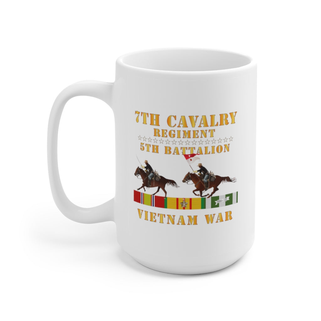 Ceramic Mug 15oz - Army - 5th Battalion,  7th Cavalry Regiment - Vietnam War wt 2 Cav Riders and VN SVC X300