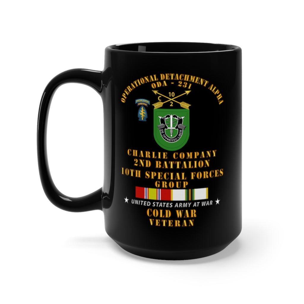 Black Mug 15oz - Army - ODA 231 - C Co, 2nd Bn 10th SFG w COLD SVC