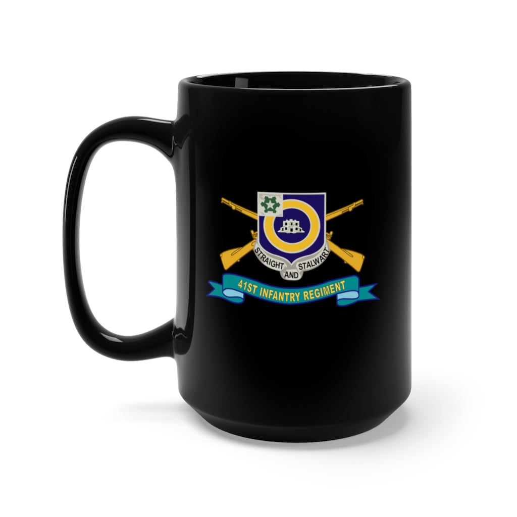 Black Mug 15oz - Army - 41st Infantry Regiment w Br - Ribbon X 300