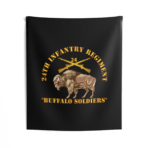 Indoor Wall Tapestries - Army - 24th Infantry Regiment - Buffalo Soldiers w 24th Inf Branch Insignia