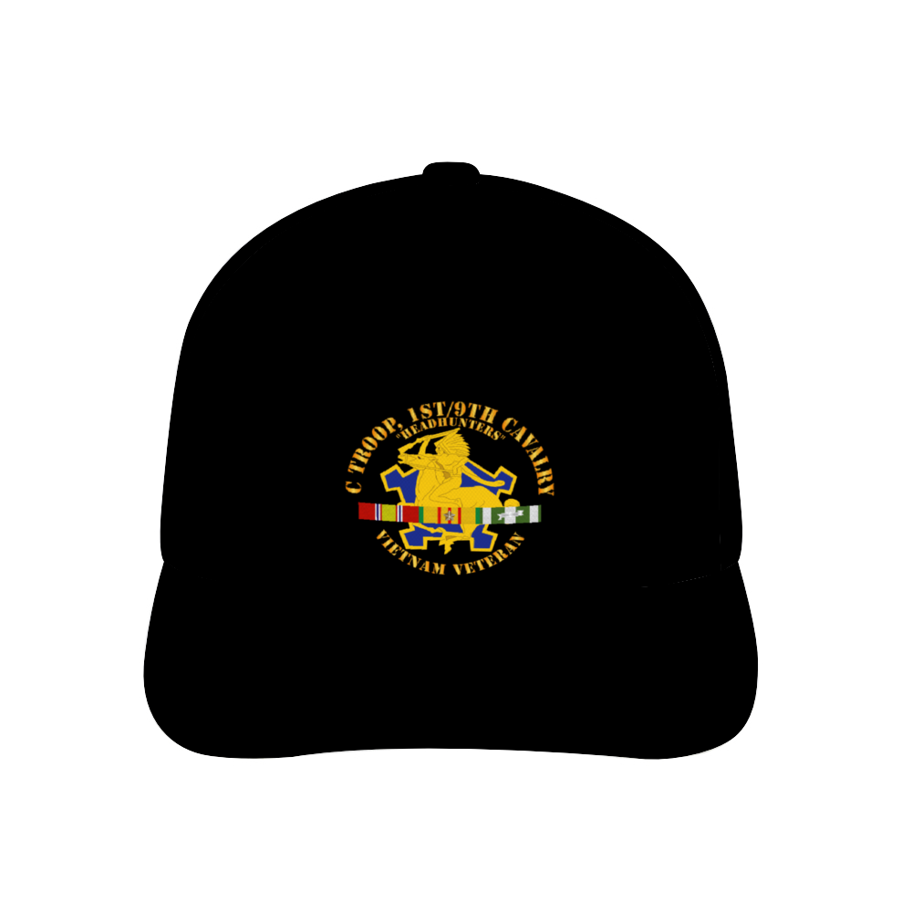 C Troop, 1st-9th Cavalry - Headhunters - Vietnam Vet w 1966-1967 VN SVC (AOP) Unisex Adjustable Curved Bill Baseball Hat