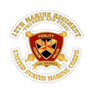 Kiss-Cut Stickers - USMC - 12th Marine Regiment - Thunder and Steel