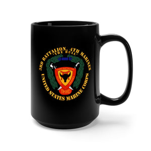 Black Mug 15oz - USMC - 3rd Battalion, 4th Marines - The Bull