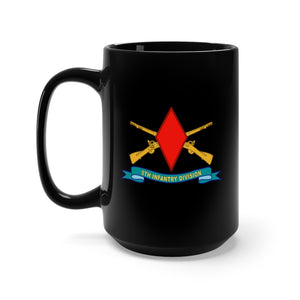 Black Mug 15oz - Army - 5th Infantry Division - SSI w Br - Ribbon X 300