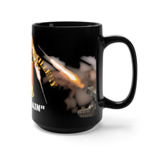 Load image into Gallery viewer, Black Mug 15oz - Army - Alpha Battery, 6th Battalion, 27th Artillery (Steel Rain) - Missiles Firing
