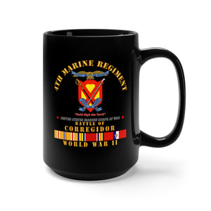 Black Mug 15oz - USMC - 4th Marine Regiment - Battle of Corregidor - WWII w PAC SVC