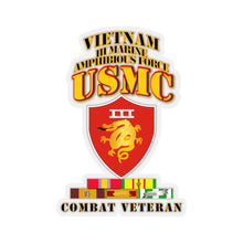 Load image into Gallery viewer, Kiss-Cut Stickers - USMC -  III MAF - Combat Vet  w VN SVC Medals

