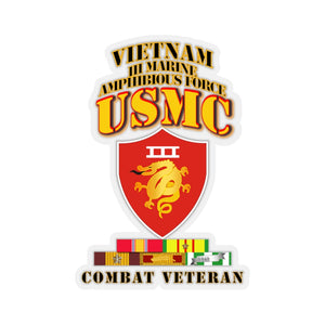 Kiss-Cut Stickers - USMC -  III MAF - Combat Vet  w VN SVC Medals