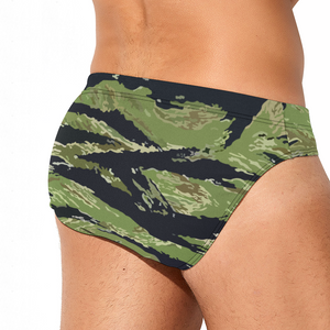 Custom Men's Tiger Stripe Jungle All Over Print Swimming Trunks Fashion Briefs Men's Triangle
