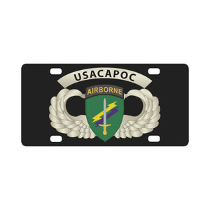 Army - USACAPOC Wings with Wing Tab Classic License Plate