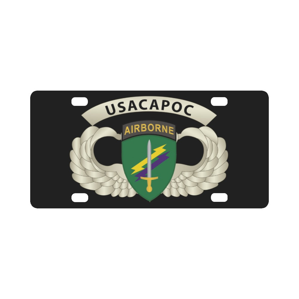 Army - USACAPOC Wings with Wing Tab Classic License Plate