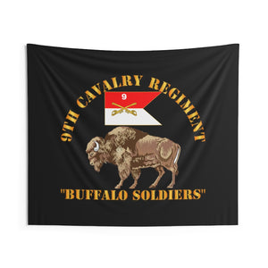 Indoor Wall Tapestries - Army - 9th Cavalry Regiment - Buffalo Soldiers w 9th Cav Guidon