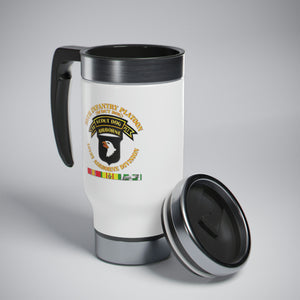 Stainless Steel Travel Mug with Handle, 14oz - Army - 58th Infantry Platoon - Scout Dog - w VN SVC