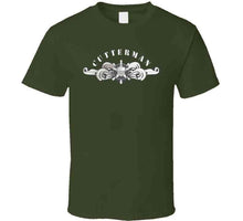 Load image into Gallery viewer, Uscg - Cutterman Badge - Enlisted  - Silver W Top Txt T Shirt
