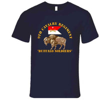 Load image into Gallery viewer, Army - 9th Cavalry Regiment - Buffalo Soldiers W 9th Cav Guidon Long Sleeve T Shirt
