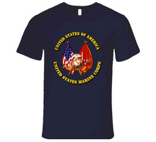 Load image into Gallery viewer, Emblem - US Flag - USMC Colors T Shirt
