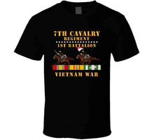 Load image into Gallery viewer, Army - 1st Battalion,  7th Cavalry Regiment - Vietnam War Wt 2 Cav Riders And Vn Svc X300 T Shirt
