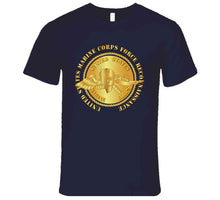 Load image into Gallery viewer, Emblem - USMC - Force Recon on USMC Gold T Shirt
