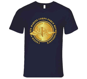 Emblem - USMC - Force Recon on USMC Gold T Shirt