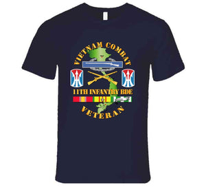 Army - Vietnam Combat, Veteran, 11th Infantry Brigade with Shoulder Sleeve Insignia T Shirt, Premium and Hoodie