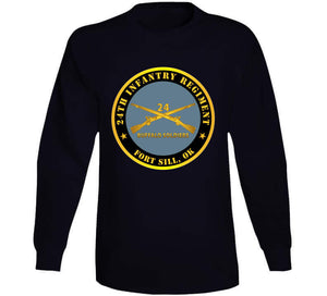 Army - 24th Infantry Regiment - Fort Sill, Ok - Buffalo Soldiers W Inf Branch Long Sleeve T Shirt