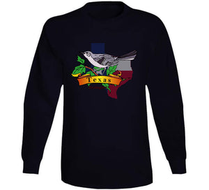 Texas Mockingbird W Texas Flag T Shirt