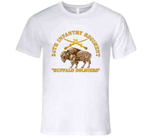 Load image into Gallery viewer, Army - 24th Infantry Regiment - Buffalo Soldiers W 24th Inf Branch Insignia T Shirt
