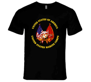 Emblem - US Flag - USMC Colors T Shirt