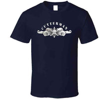 Load image into Gallery viewer, Uscg - Cutterman Badge - Enlisted  - Silver W Top Txt T Shirt
