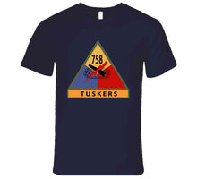 Load image into Gallery viewer, Army - 758th Tank Battalion,&quot;Tuskers&quot;, Shoulder Sleeve Insignia with Name Tape - T Shirt, Premium and Hoodie
