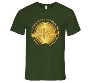 Emblem - USMC - Force Recon on USMC Gold T Shirt