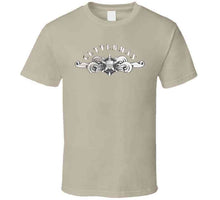 Load image into Gallery viewer, Uscg - Cutterman Badge - Enlisted  - Silver W Top Txt T Shirt
