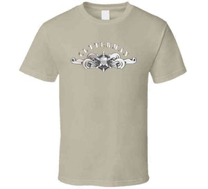 Uscg - Cutterman Badge - Enlisted  - Silver W Top Txt T Shirt