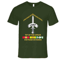Load image into Gallery viewer, Army - Badge, Long Range, Reconnaissance Patrol (LRRP), &quot;Tip Of The Spear&quot; with Vietnam War Service Ribbons - T Shirt, Hoodie, and Premium
