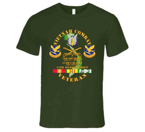Army - Vietnam Combat Cavalry Vet  W 7th Squadron - 17th Air Cav - 17th Aviation Group Dui W Svc T Shirt