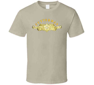 Uscg - Cutterman Badge - Officer - Gold W Top Txt T Shirt